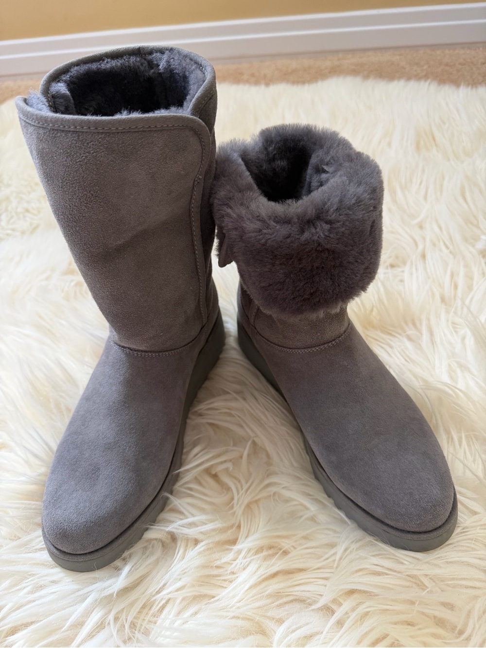 Women's Gray Suede Shearling UGG Boots